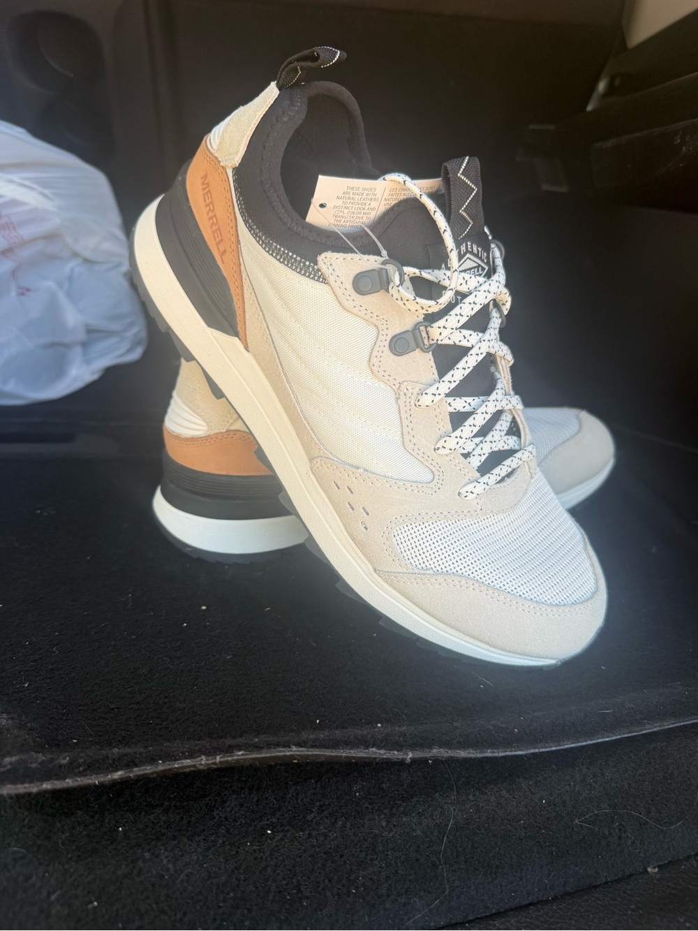 Merrell Men’s Cream, Tan and Black Trail Sneaker
